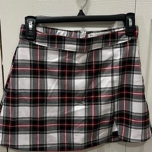 Hollister Plaid Mini Skirt - Black, White, Red